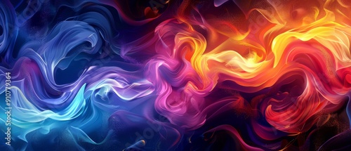 Abstract digital art with swirling colorful lines.