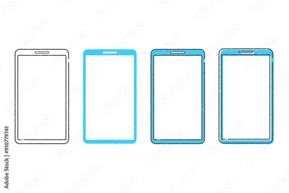 ゆるい線で描かれたらスマホのアイコンセット
