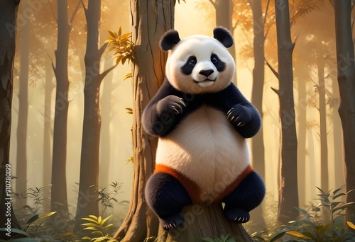 panda and bamboo