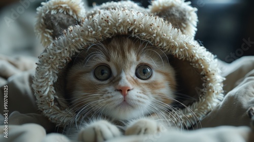 white kitty wear robbit-ear hat --ar 16:9 --stylize 750 Job ID: b6de2f73-4941-460d-903c-bbb5cd8209b6