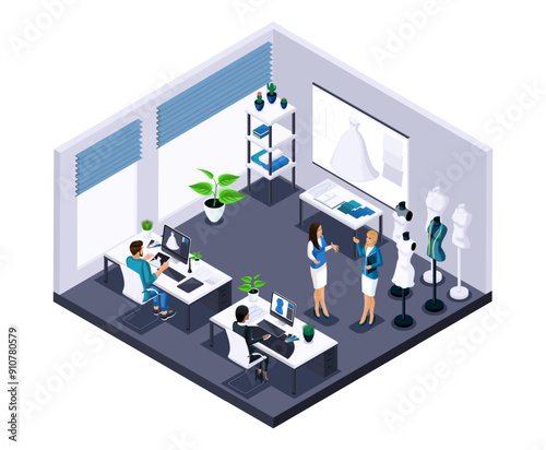 High-quality isometric. Individual tailoring. Fashion Design and Creative Development Room
