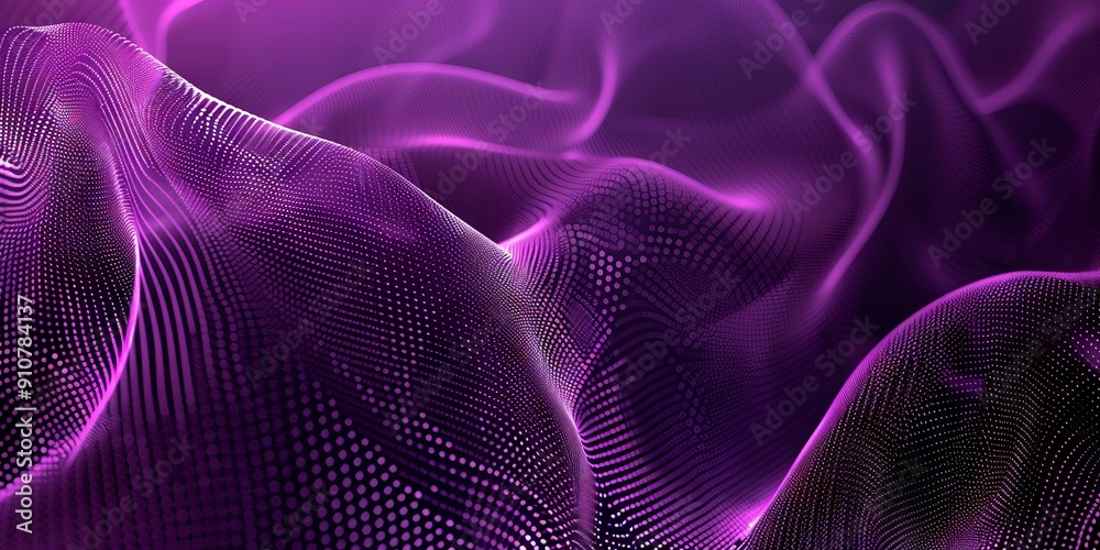 Abstract background made of halftone dots and curved lines in dark purple colors