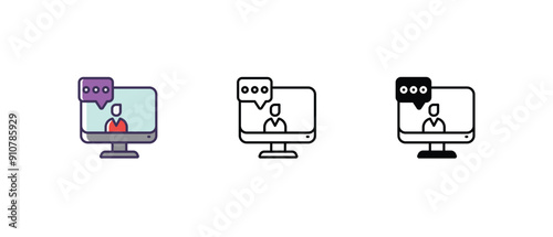 Online mentorship Icons thin line and glyph vector icon stock illustration