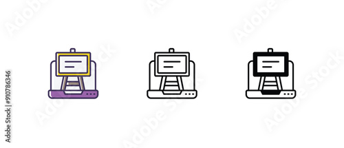 Digital whiteboard Icons thin line and glyph vector icon stock illustration