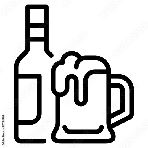 beer stein with bottle outline icon