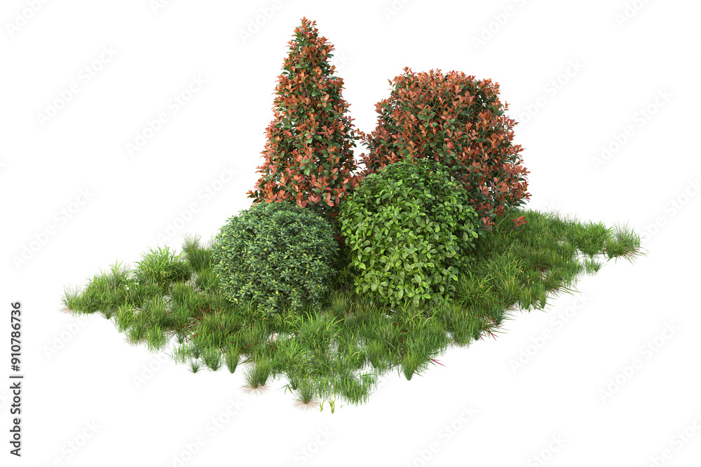 Fototapeta premium Trees, flowers, grass, low bushes rendered with edsmax vray 