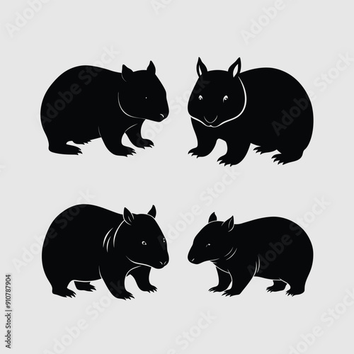 Wombat vector illustration silhouette