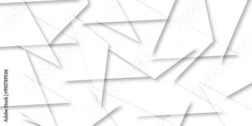  Abstract background with liens and triangles shape on white background. White and grey geometric overlapping rectangle pattern Geometric background soft shadows as patten ..White polygon textured .	
