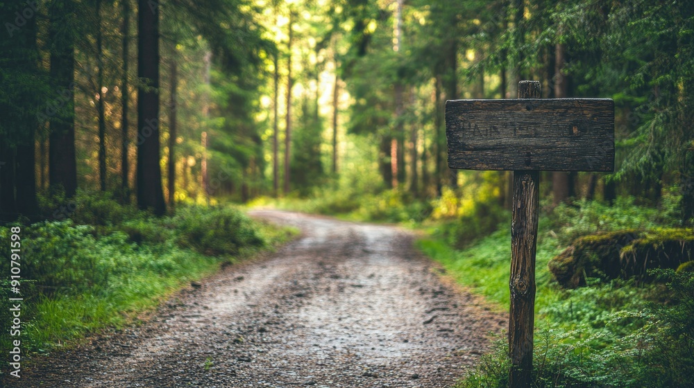 A Wooden Signpost on a Forest Path A Wooden Signpost on a Forest Path