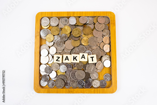 A coins on wood and word of 