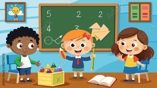 kids have maths vector illustration