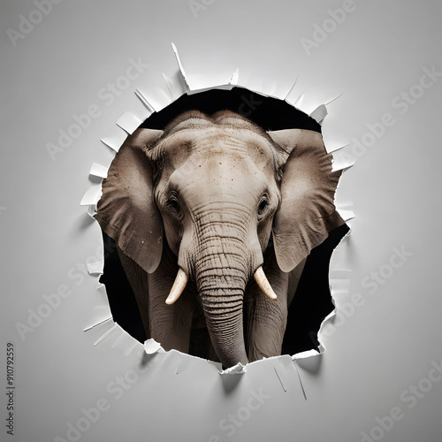 Elephant Breaking Through Wall