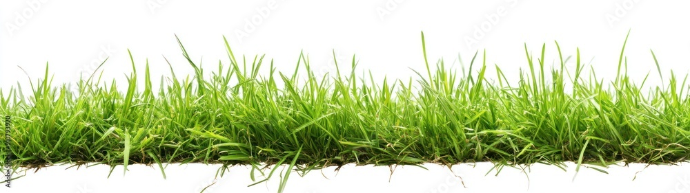 Lush Green Grass Blades Against a White Background Lush Green Grass Blades Against a White Background