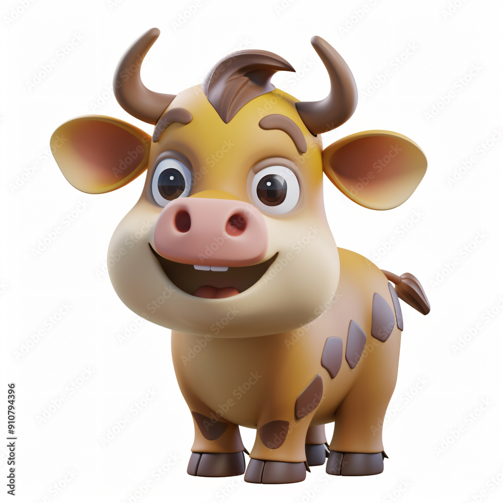 3d render icon of Banteng cartoon plastic 3d clay 3d render icon of Banteng cartoon plastic 3d clay