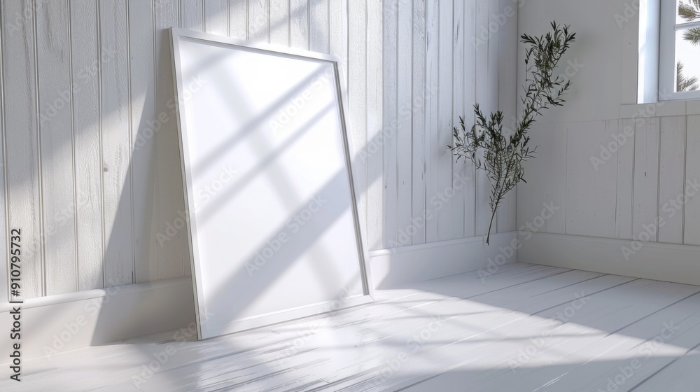 Obraz premium Mockup for a poster, painting or photograph in a minimalist interior