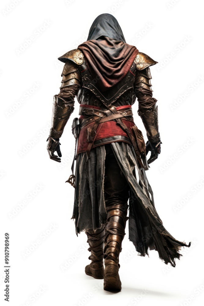 Crusade warrior walking costume adult white background. Crusade warrior walking costume adult white background.