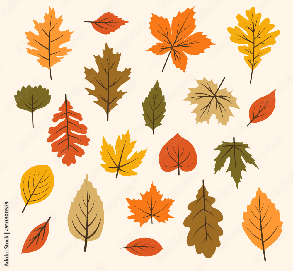 Cartoon Autumn Leaves and Fall Leaf, Autumn Background, Autumn Harvest, Autumn Tree, Falling Leaves, Autumn Leaves in SVG Vector Isolated Leaves