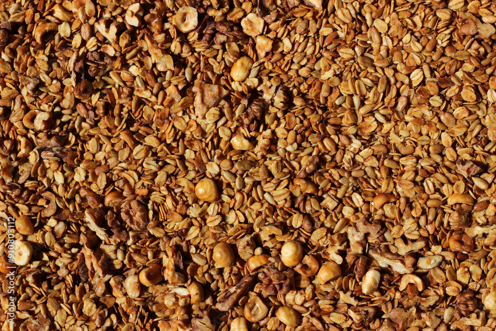 Freshly Baked Homemade Granola with Nuts and Seeds. Breakfast Food. Freshly Baked Homemade Granola with Nuts and Seeds. Breakfast Food.