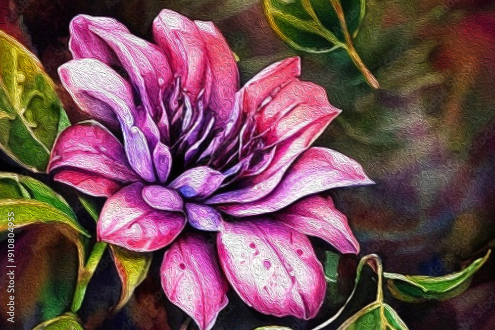 Oil painting . Artistic brush strokes. Botanical pattern for printing on wall decorations. Generated by Ai Oil painting . Artistic brush strokes. Botanical pattern for printing on wall decorations. Generated by Ai