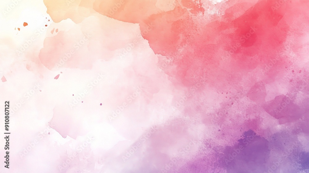 Fototapeta premium Abstract Watercolor Background: Pastel Colors Blend and Swirl in a Dreamy and Tranquil Abstract Watercolor Background. Soft Hues of Pink, Orange, and Purple Create a Serene and Gentle Atmosphere. 