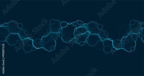 Abstract aqua vector backdrop with chaotic patterns, and flowing waves. vibrant neon blue glow for futuristic digital design. perfect for technology, science, and music banners.