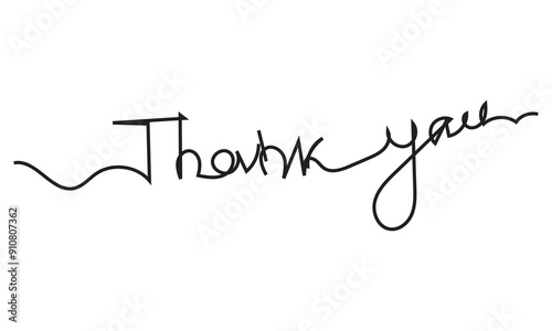 single line drawing of words THANK YOU, handwriting line art vector illustration. EPS 10