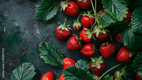 Strawberries flying in the bowl on the blue-yellow background,,Strawberries flying in the bowl on the blue-yellow background