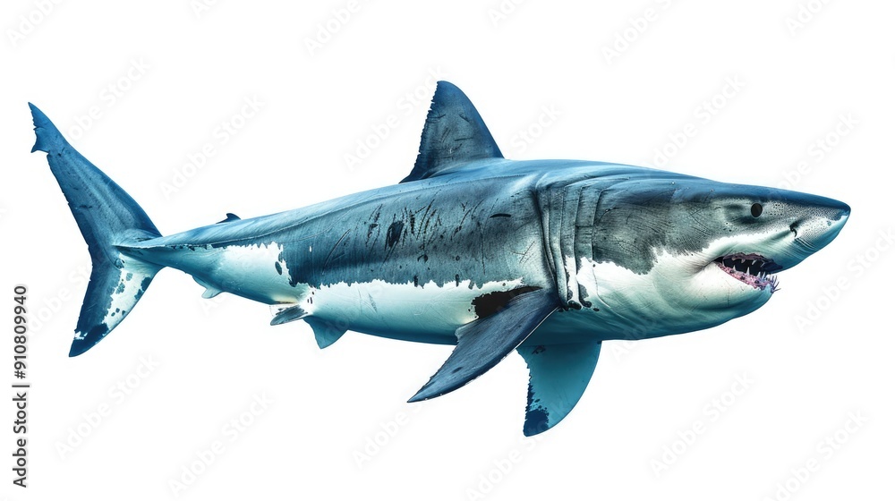 A Great White Shark Swimming with its Mouth Open A Great White Shark Swimming with its Mouth Open