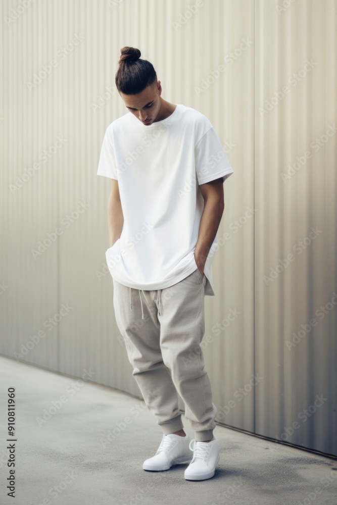Standing t-shirt person adult. Standing t-shirt person adult.