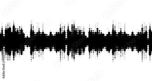 Vector abstract audio background with dotted halftone pattern. Retro dj music wave equalizer design