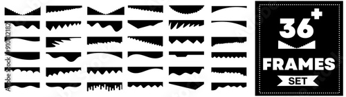 Set of abstract design separator header and border for website and app. Divider shapes top and bottom for web page. Different borders for website, banner, app, poster, white background .