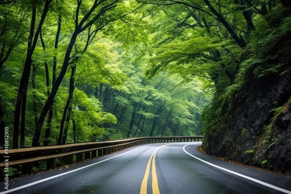 Fototapeta premium Mountain Highway Through the Trees highway outdoors freeway.