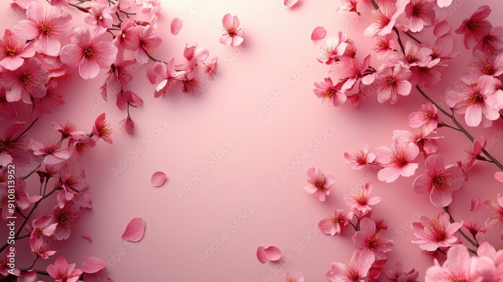 Pink Sakura flowers realistic floral banner. Cherry blossom vector greeting card design,Spring flower illustration background,Spring trip campaign banner material cherry blossoms,space for text. Pink Sakura flowers realistic floral banner. Cherry blossom vector greeting card design,Spring flower illustration background,Spring trip campaign banner material cherry blossoms,space for text.