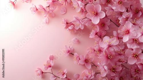 Wallpaper Mural Pink Sakura flowers realistic floral banner. Cherry blossom vector greeting card design,Spring flower illustration background,Spring trip campaign banner material cherry blossoms,space for text. Torontodigital.ca