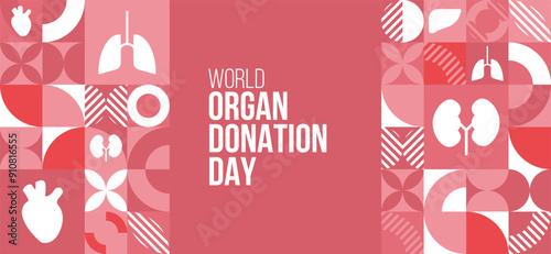 World organ donation or donor day concept design. Modern poster, flyer template. Healthcare medical concept. Vector Illustration.