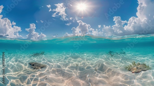 Underwater Paradise: A Split-Level View of a Tropical Ocean