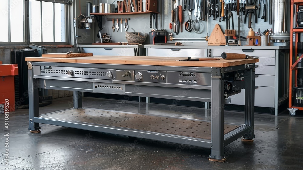 The design of workbenches prioritizes safety with features like non-slip surfaces, The design of workbenches prioritizes safety with features like non-slip surfaces,