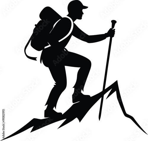 mountain climber silhouette black and white