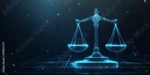 scales of justice on blue background