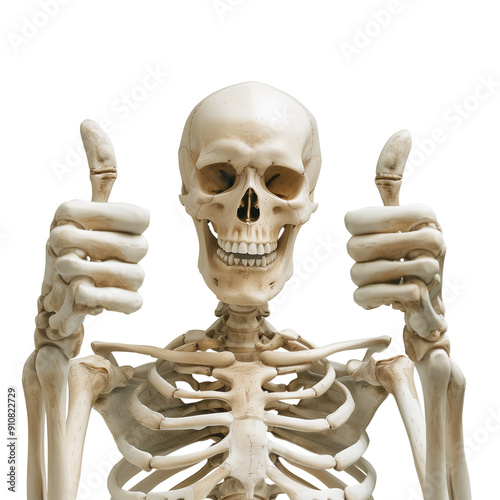 Skeleton thumbs up isolated on transparent background, skeleton png