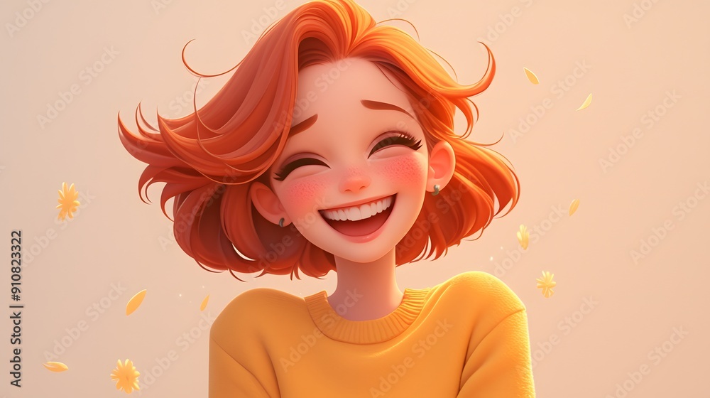 Half 2D Portrait of a woman brown hair smile happy Half 2D Portrait of a woman brown hair smile happy