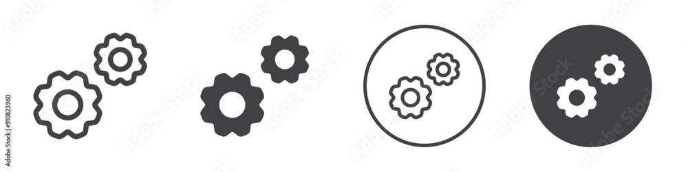 Setting gears icon Thin line vector illustration set Setting gears icon Thin line vector illustration set