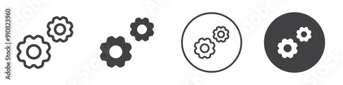 Setting gears icon Thin line vector illustration set