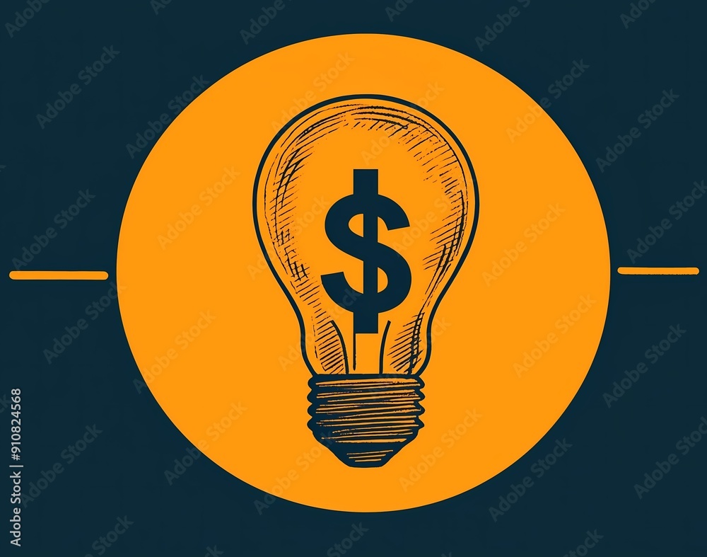 A lightbulb with dollar sign currency symbol A lightbulb with dollar sign currency symbol