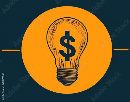 A lightbulb with dollar sign currency symbol