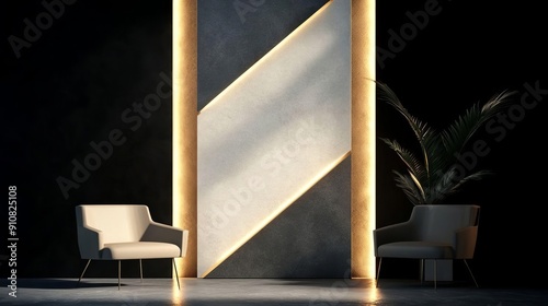 Harmonious Geometry Artistic Trio of Repeating Panels Infusing Modern Elegance into Interior Spaces
