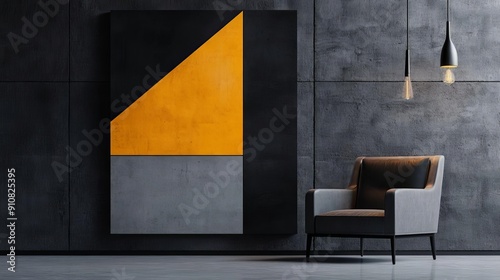 Modern Geometric Artwork A Chic Design to Elevate Trendy Interiors with Bold Shapes and Harmonious Color Combinations
