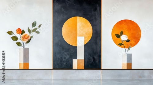 Seamless Geometry A Trio of Conceptual Wallcovering Paintings that Redefine Modern Aesthetics with Bold Shapes and Colors