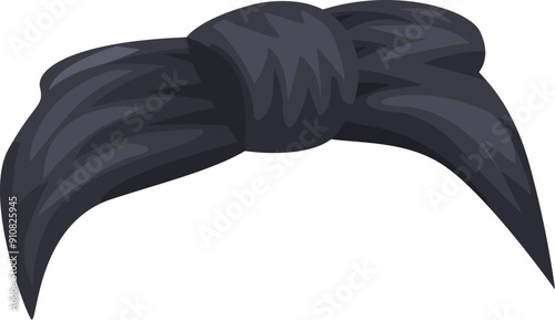 Black headband tying long hair in fashionable style, isolated on white background
