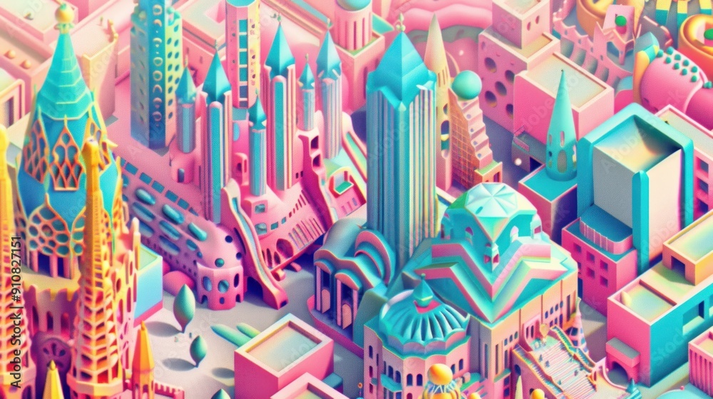 A vibrant, colorful, abstract city skyline with geometric buildings and a whimsical feel. A vibrant, colorful, abstract city skyline with geometric buildings and a whimsical feel.